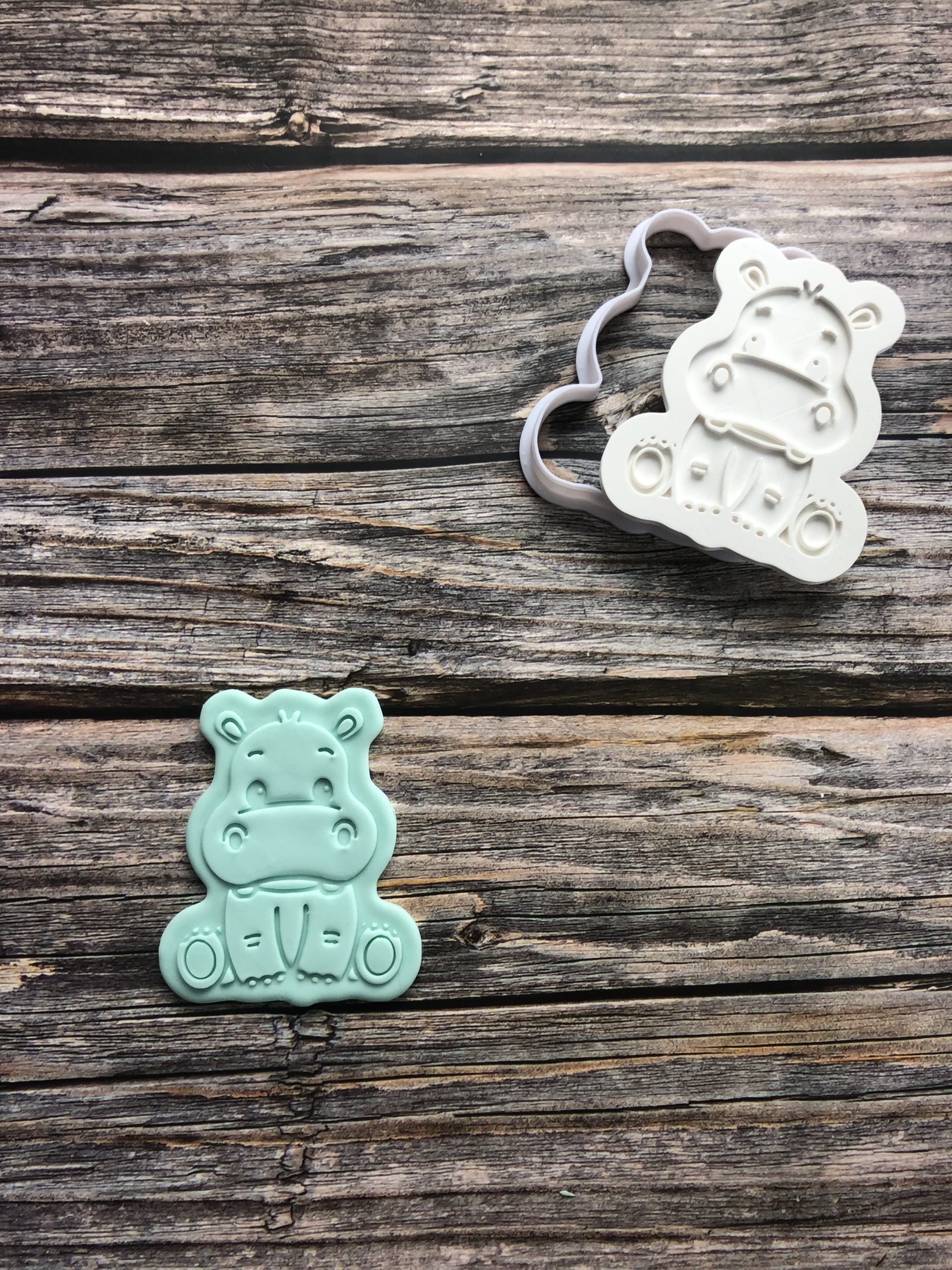 Hippo Cookie Cutter and Fondant Stamp Embosser
