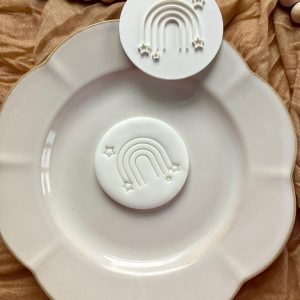 7cm fondant stamp with repeating rainbow and star pattern