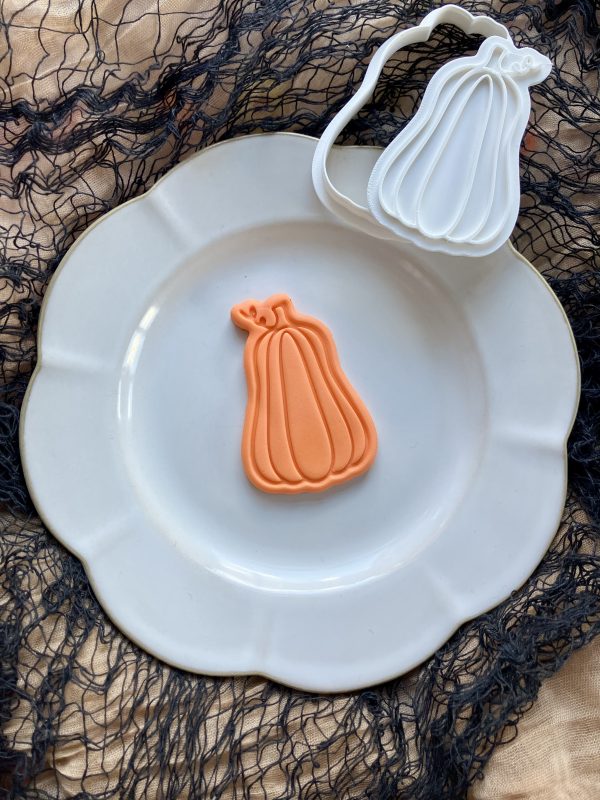 Gourd Pumpkin Cookie Cutter & Fondant Stamp – 8cm Autumn Cookie Embosser – Fall Halloween Thanksgiving Baking Tool