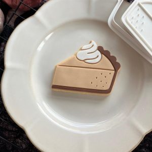 cm pumpkin pie slice cookie cutter and fondant embosser with crust and whipped cream detail